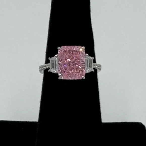 2ct Radiant Pink Sapphire Ring - Picture 3 of 8